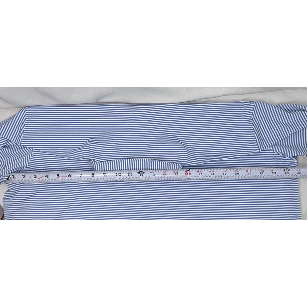 Peter Millar Summer Comfort Mens XL Blue White Striped‎ Short Sleeve Button Up - Picture 5 of 5